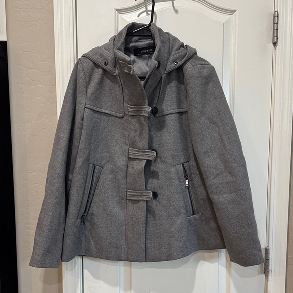 Zara Jackets & Blazers - Zara Charcoal Hooded Pea Coat